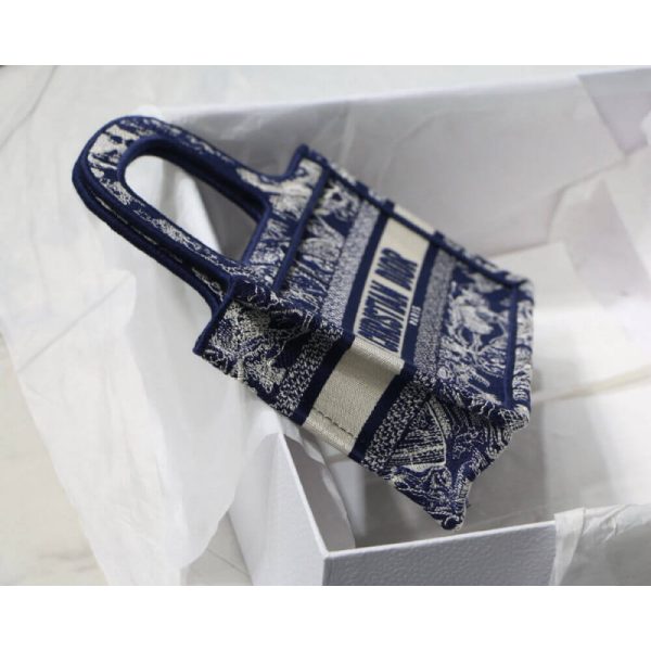 Dior Mini Book Tote Blue Embroidery Replica M1271 - Image 7