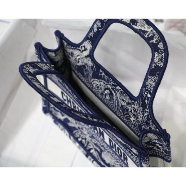 Dior Mini Book Tote Blue Embroidery Replica M1271 - Image 9