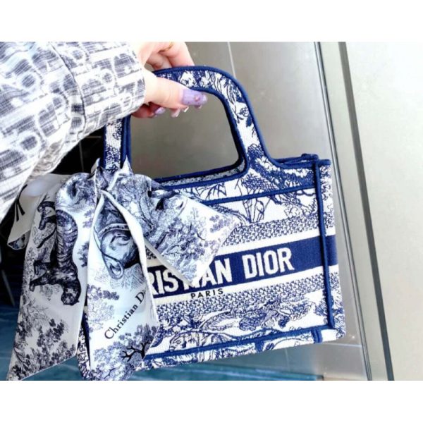 Dior Mini Book Tote Blue Embroidery Replica M1271 - Image 10