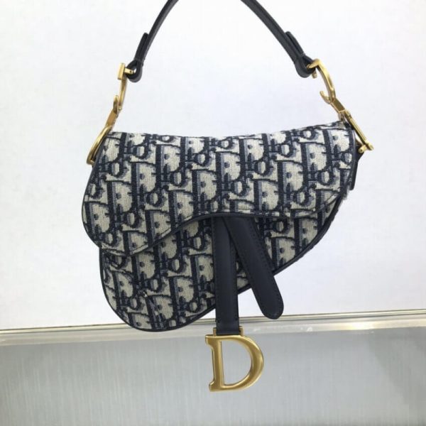 Replica Dior Mini Saddle Bag - Blue Oblique Jacquard M0447 - Image 5
