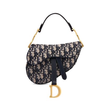 Replica Dior Mini Saddle Bag - Blue Oblique Jacquard M0447