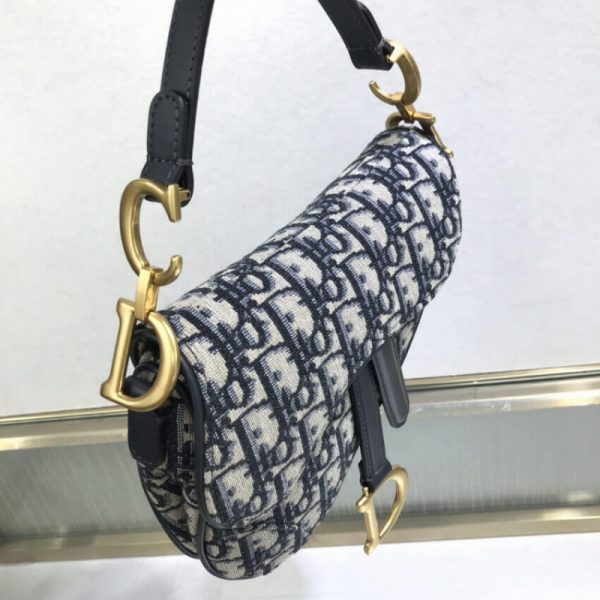 Replica Dior Mini Saddle Bag - Blue Oblique Jacquard M0447 - Image 8