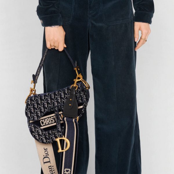Replica Dior Oblique Velvet Saddle Bag M0446C - Image 2