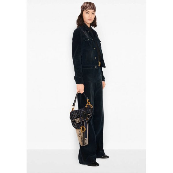 Replica Dior Oblique Velvet Saddle Bag M0446C - Image 3