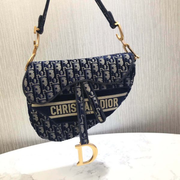 Replica Dior Oblique Velvet Saddle Bag M0446C - Image 4