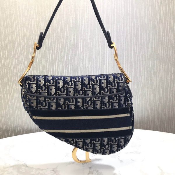 Replica Dior Oblique Velvet Saddle Bag M0446C - Image 5