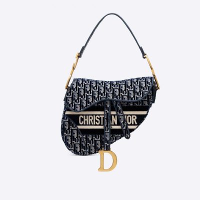 Replica Dior Oblique Velvet Saddle Bag M0446C