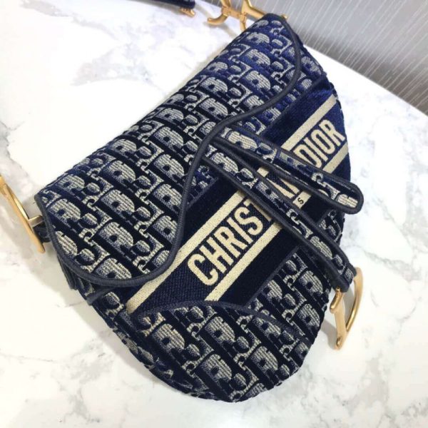 Replica Dior Oblique Velvet Saddle Bag M0446C - Image 6