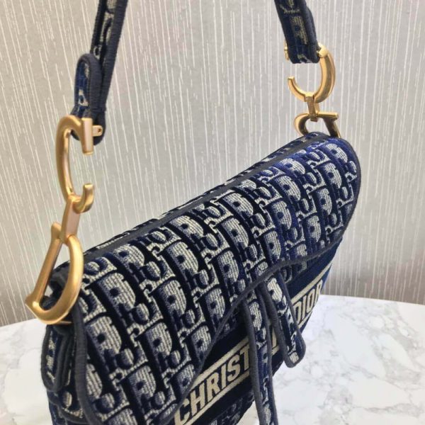 Replica Dior Oblique Velvet Saddle Bag M0446C - Image 9