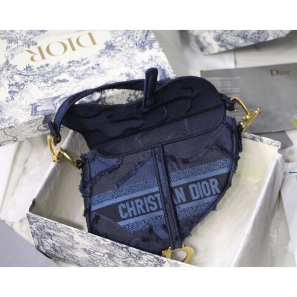 Replica Dior Saddle Bag in Blue Camouflage Embroidery M0446 - Image 11