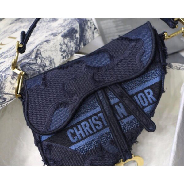 Replica Dior Saddle Bag in Blue Camouflage Embroidery M0446 - Image 5