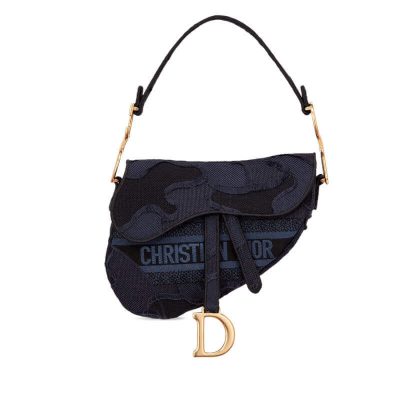 Replica Dior Saddle Bag in Blue Camouflage Embroidery M0446