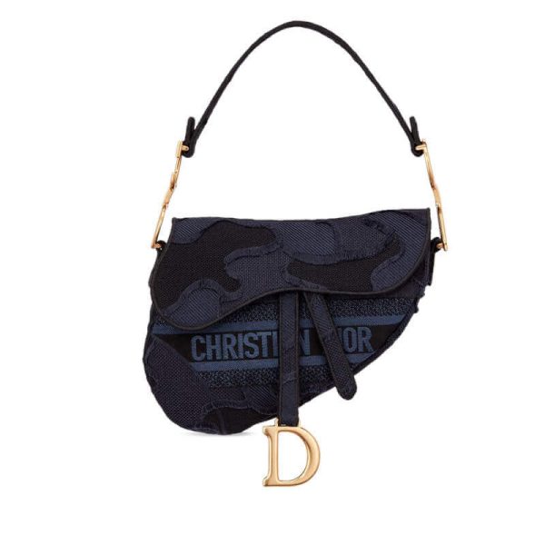 Replica Dior Saddle Bag in Blue Camouflage Embroidery M0446