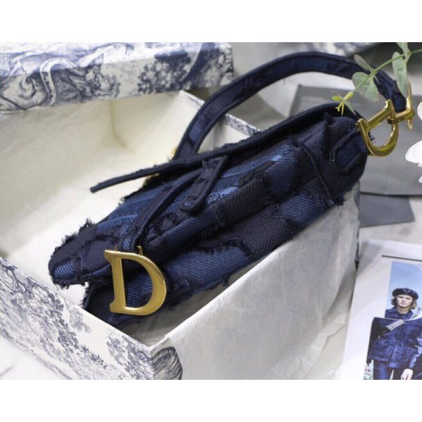 Replica Dior Saddle Bag in Blue Camouflage Embroidery M0446 - Image 8