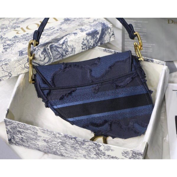 Replica Dior Saddle Bag in Blue Camouflage Embroidery M0446 - Image 9