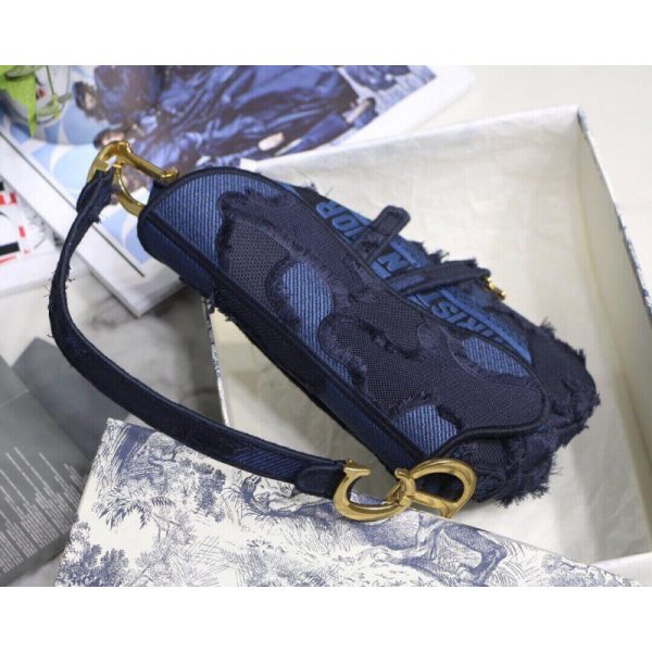 Replica Dior Saddle Bag in Blue Camouflage Embroidery M0446 - Image 10