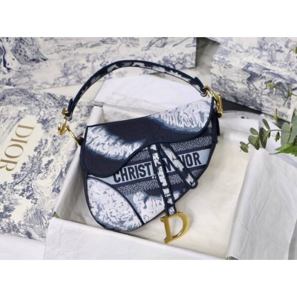 Replica Dior Saddle Bag - Blue Multi-Tie & Embroidery M0446 - Image 5