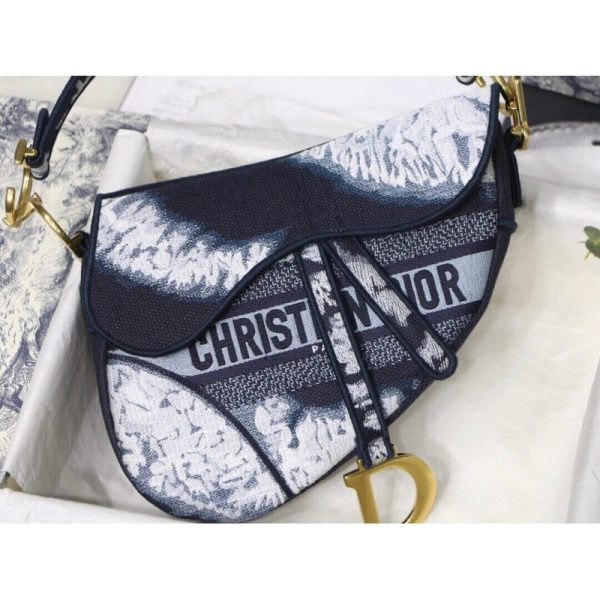 Replica Dior Saddle Bag - Blue Multi-Tie & Embroidery M0446 - Image 6