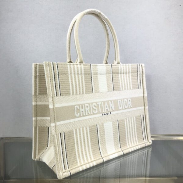 Replica Dior Small Beige Striped Book Tote M1296 - Image 3