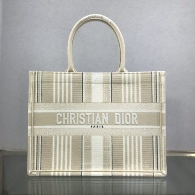 Replica Dior Small Beige Striped Book Tote M1296