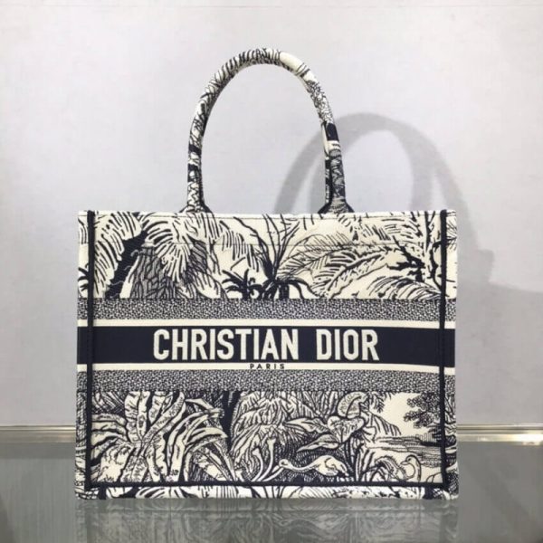 Replica Dior Small Book Tote - Blue Toile de Jouy Palms - Image 3