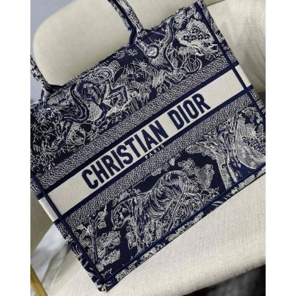 Dior Small Book Tote Blue Toile De Jouy Replica – M1296 - Image 3
