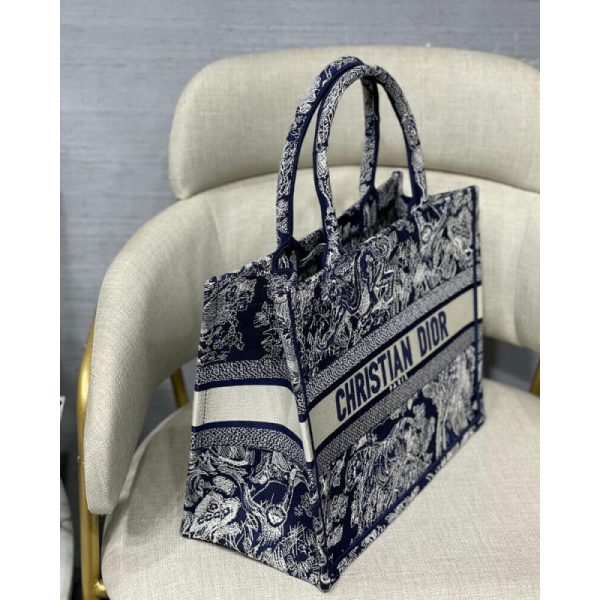 Dior Small Book Tote Blue Toile De Jouy Replica – M1296 - Image 8