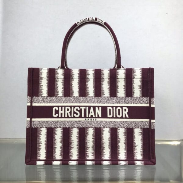 Replica Dior D-Stripes Small Book Tote Embroidery M1296