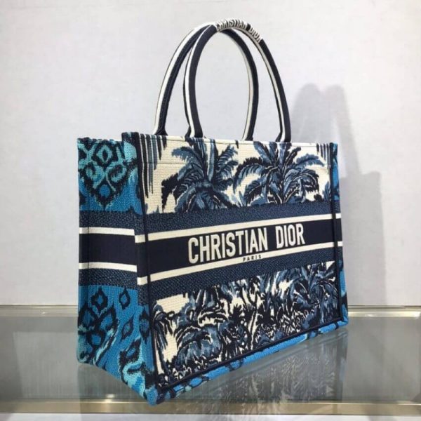 Replica Dior Blue Palms Embroidery Small Book Tote M1296 - Image 3