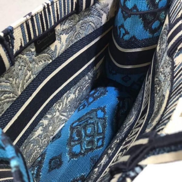 Replica Dior Blue Palms Embroidery Small Book Tote M1296 - Image 9