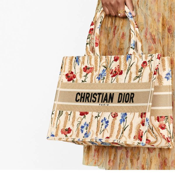 Replica Dior Book Tote - Metallic Hibiscus Embroidery M1296 - Image 2