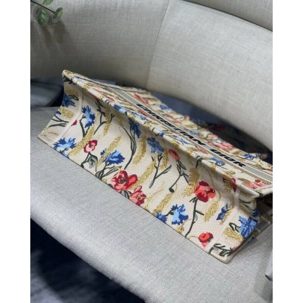Replica Dior Book Tote - Metallic Hibiscus Embroidery M1296 - Image 11