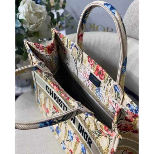 Replica Dior Book Tote - Metallic Hibiscus Embroidery M1296 - Image 12