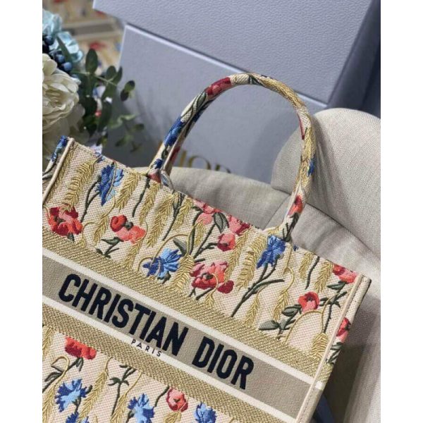 Replica Dior Book Tote - Metallic Hibiscus Embroidery M1296 - Image 6
