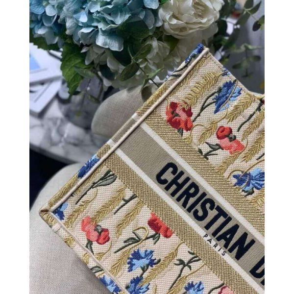 Replica Dior Book Tote - Metallic Hibiscus Embroidery M1296 - Image 7