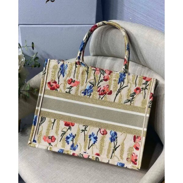 Replica Dior Book Tote - Metallic Hibiscus Embroidery M1296 - Image 9