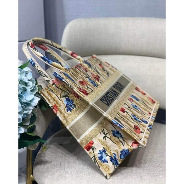 Replica Dior Book Tote - Metallic Hibiscus Embroidery M1296 - Image 10