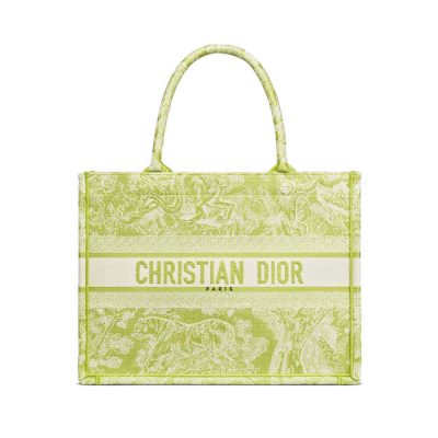 Replica Dior Small Book Tote Lime Toile De Jouy Embroidery