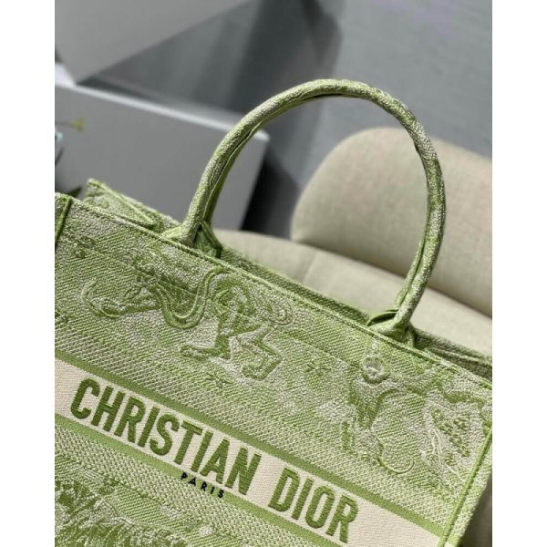 Replica Dior Small Book Tote Lime Toile De Jouy Embroidery - Image 7