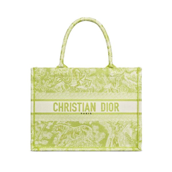 Replica Dior Small Book Tote Lime Toile De Jouy Embroidery