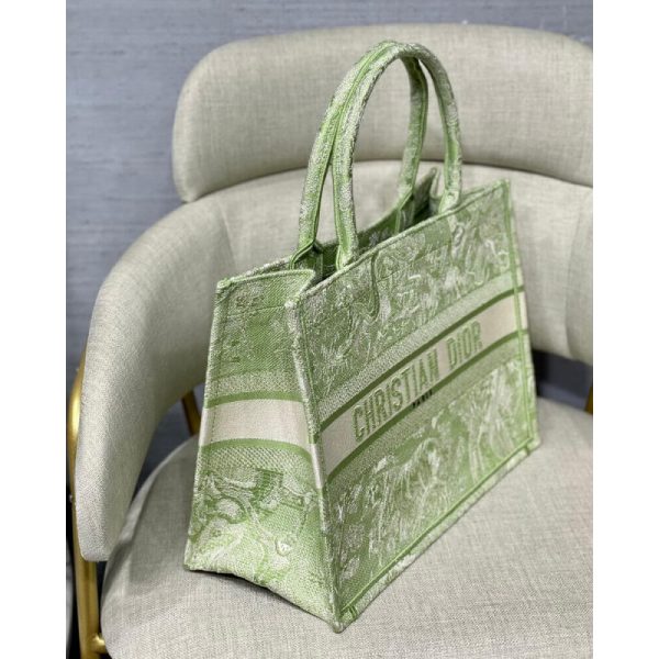 Replica Dior Small Book Tote Lime Toile De Jouy Embroidery - Image 9