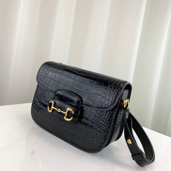 Replica Gucci 1955 Crocodile Shoulder Bag with Horsebit Detail - Image 2