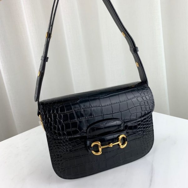 Replica Gucci 1955 Crocodile Shoulder Bag with Horsebit Detail - Image 4