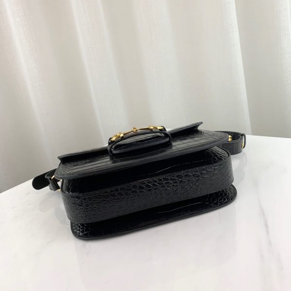 Replica Gucci 1955 Crocodile Shoulder Bag with Horsebit Detail - Image 5