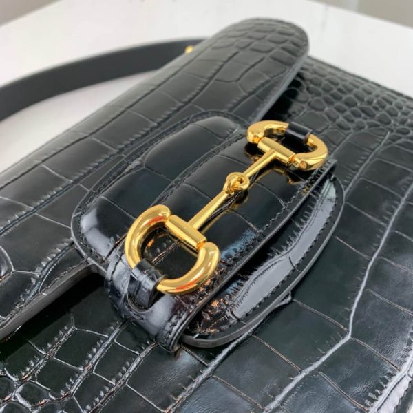 Replica Gucci 1955 Crocodile Shoulder Bag with Horsebit Detail - Image 7