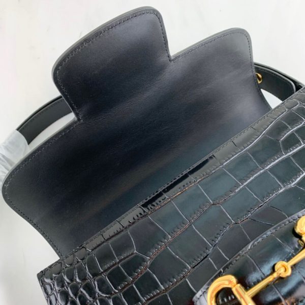 Replica Gucci 1955 Crocodile Shoulder Bag with Horsebit Detail - Image 8