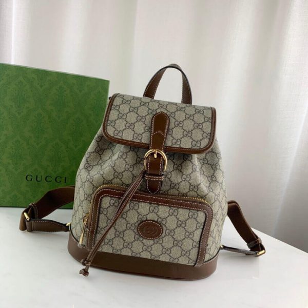 Replica Gucci GG Supreme Backpack with Interlocking G Design - Image 3