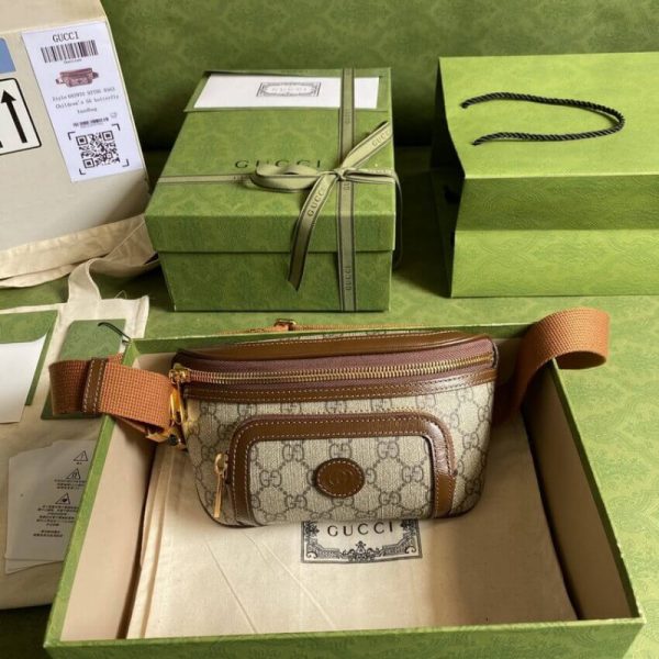 Replica Gucci Belt Bag with Interlocking G - Brown GG Supreme - Image 4