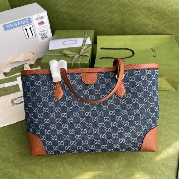 Replica Gucci Ophidia GG Medium Denim Tote 631685 - Image 4