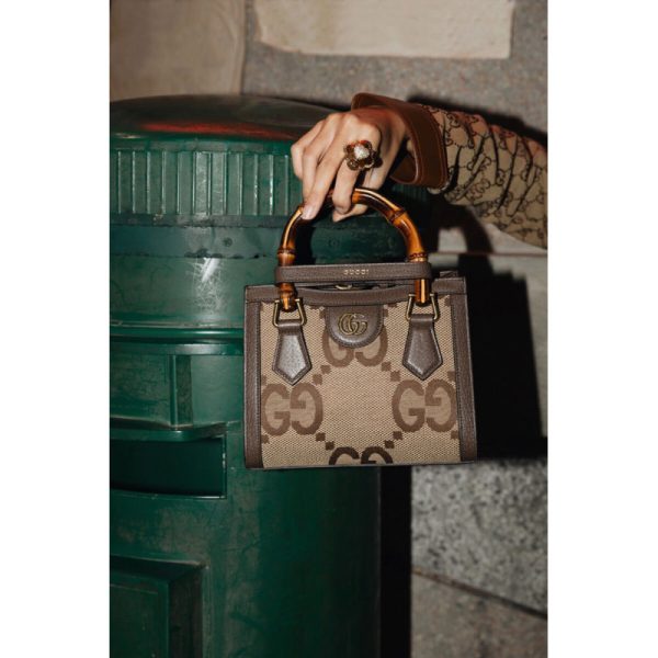 Replica Gucci Diana Jumbo GG Mini Tote Bag – Brown - Image 3